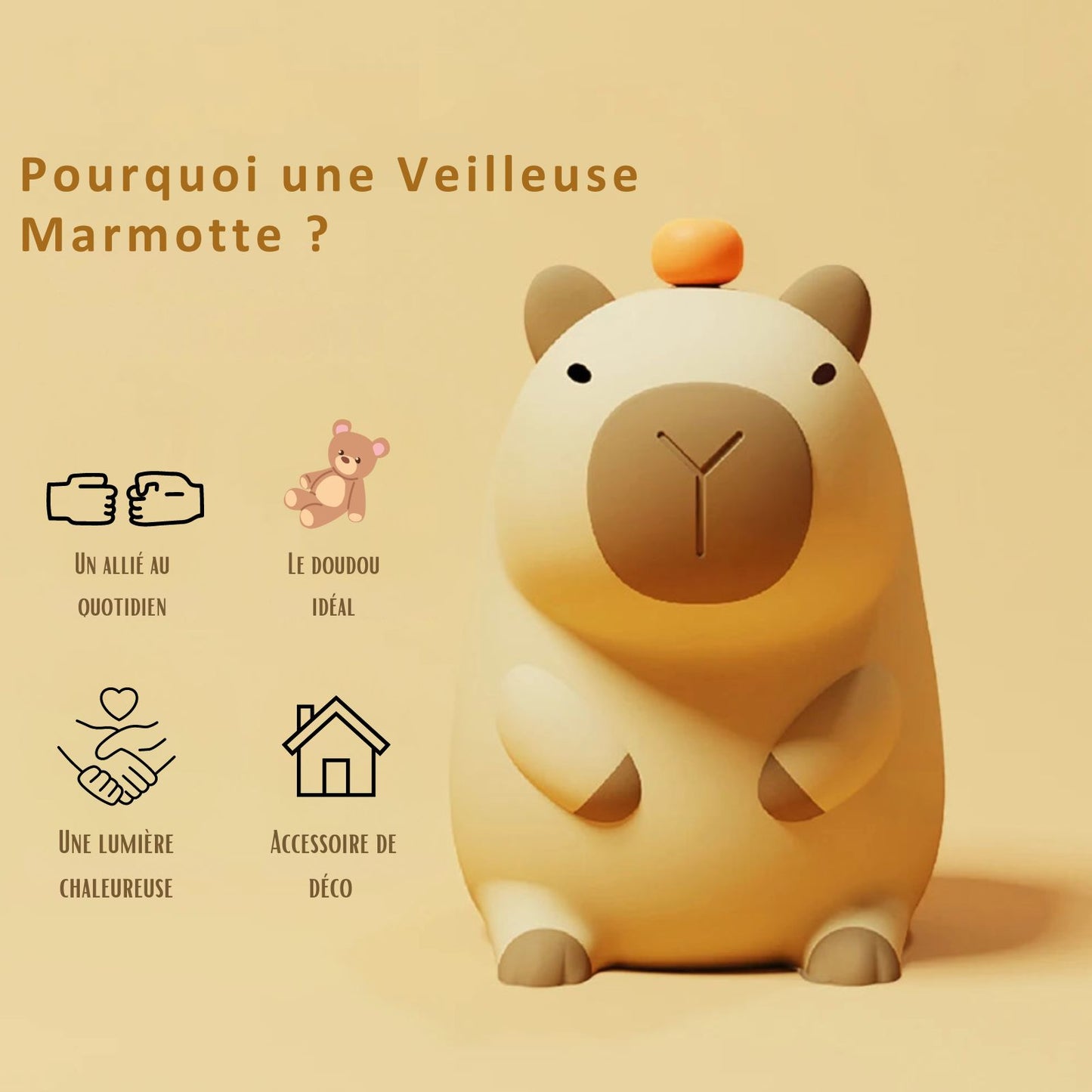 Veilleuse Marmotte en silicone pour enfant